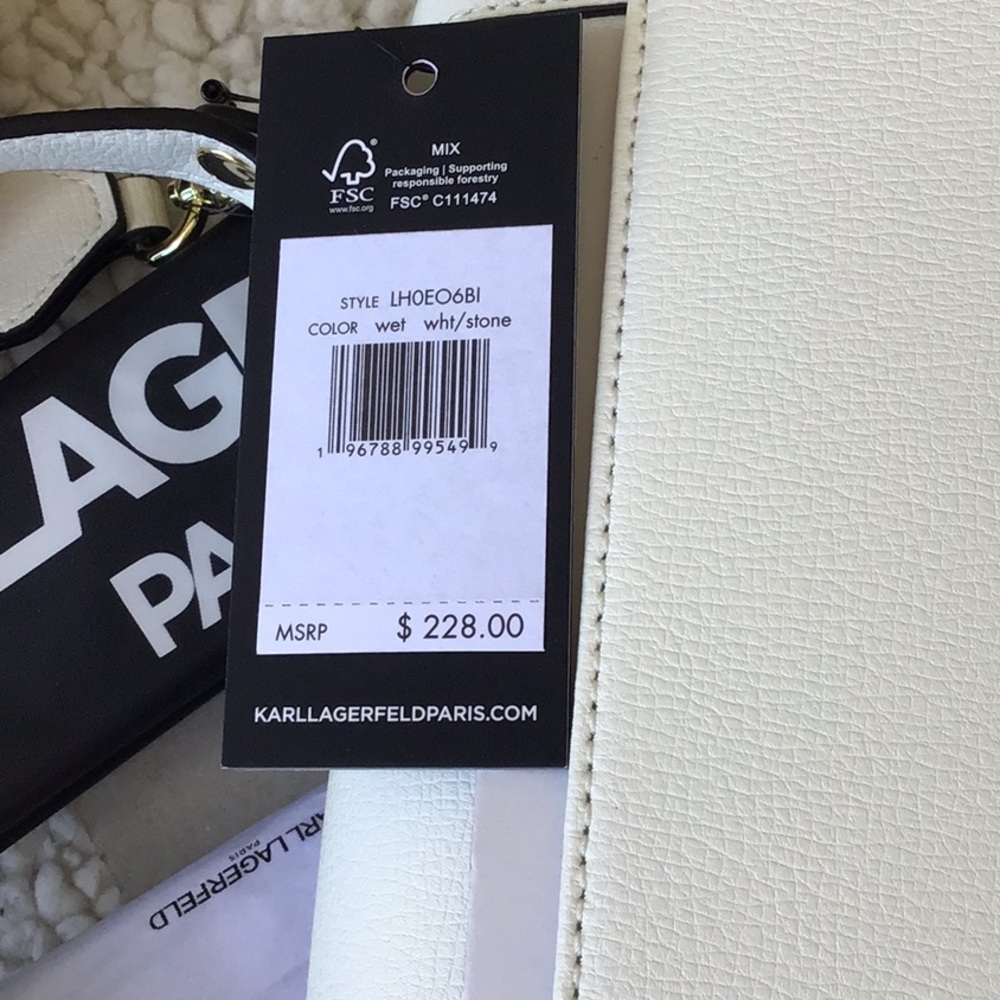 Karl Lagerfeld White Crossbody Bag with Multicolor Strap - Picture 9 of 10